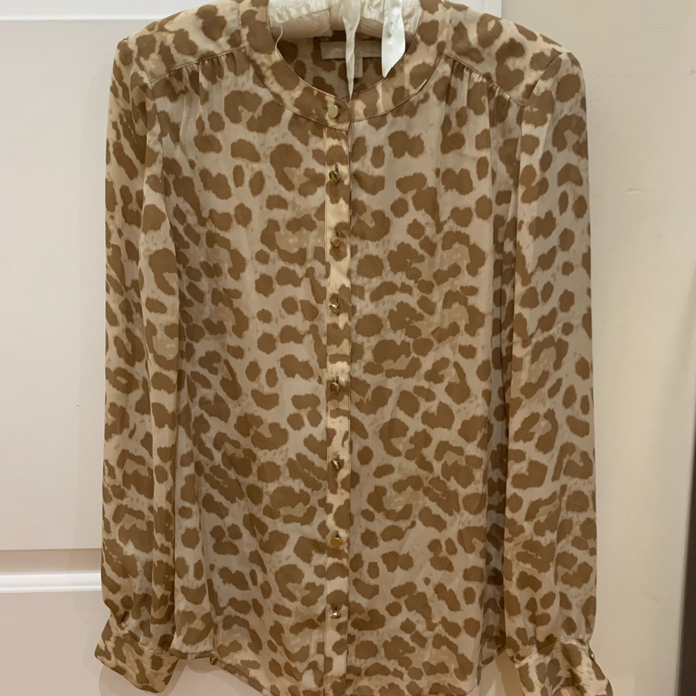 Leopard Print Beautiful Blouse with Gold Buttons